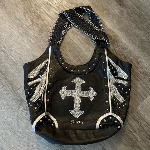 Miss Me Y2K Goth Grunge Hobo Shoulder Bag - Picture 1 of 10
